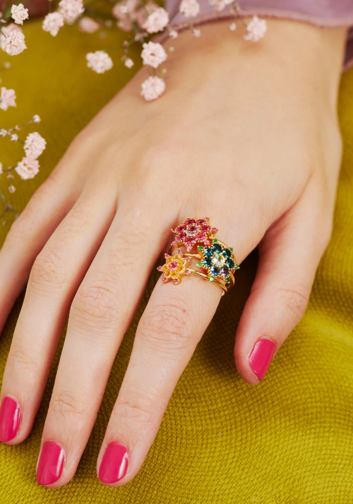 Bague Felicidad Rainbow - Rosa Maïtea
