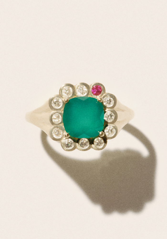 Bague Robin N°1 Calcedoine Vert - Pascale Monvoisin