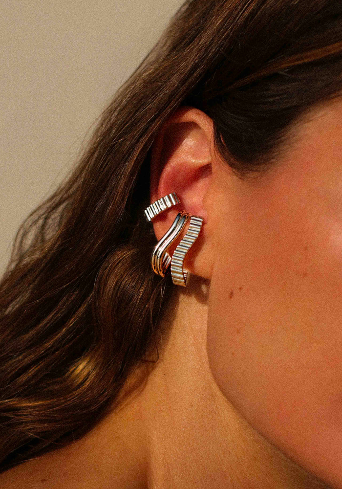 Bijou D'Oreille Memphis Horizontal Argent- Mayrena