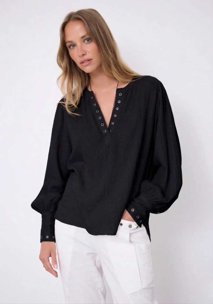 Blouse En Coton Cali Noir - Notshy