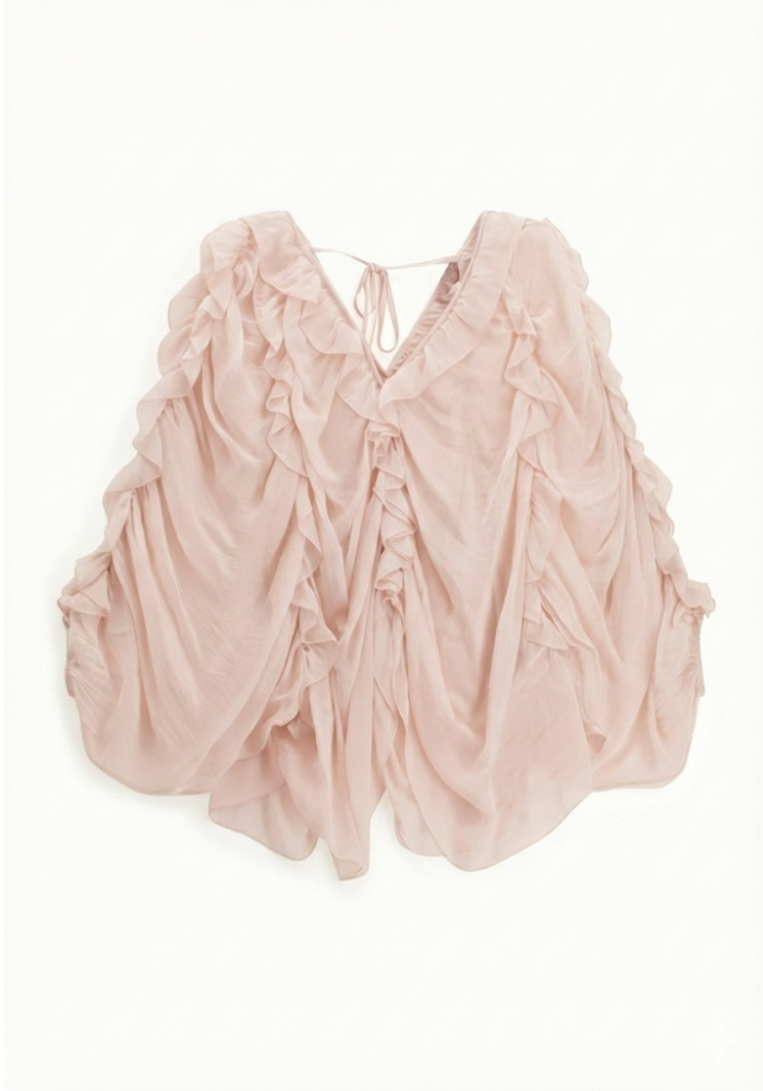 Blouse Fluide À Volants Rose - Dixie