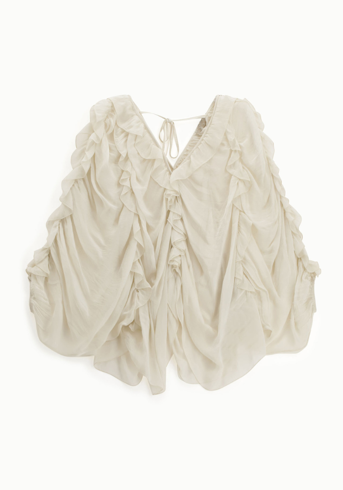 Blouse Fluide À Volants Beige - Dixie