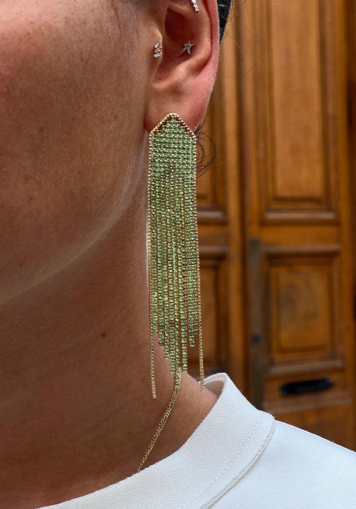 Boucles D'Oreilles Madison Doré Et Vert Clair - Maison Baïka