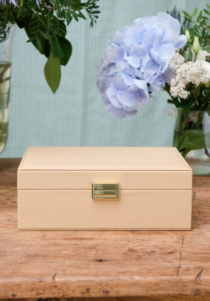 Boîte à Bijoux Louise Cuir Beige - Maison Scarlett