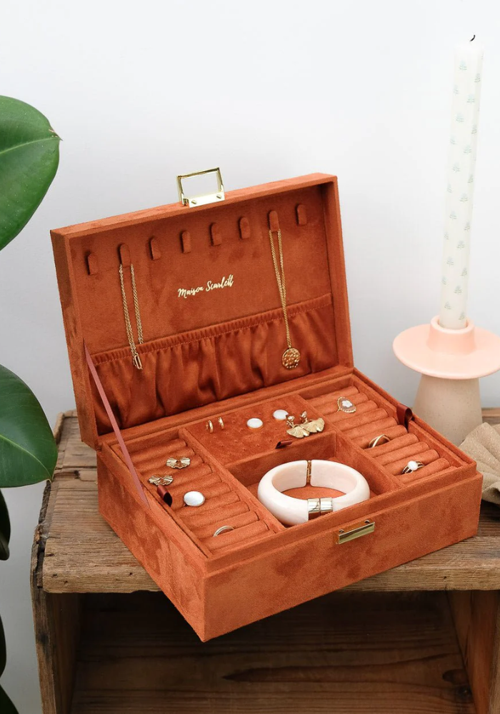 Boîte à Bijoux Louise Cuir Camel - Maison Scarlett