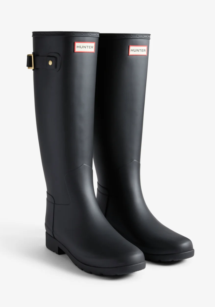 Bottes Black Refined Gold Trim Tall Wellington