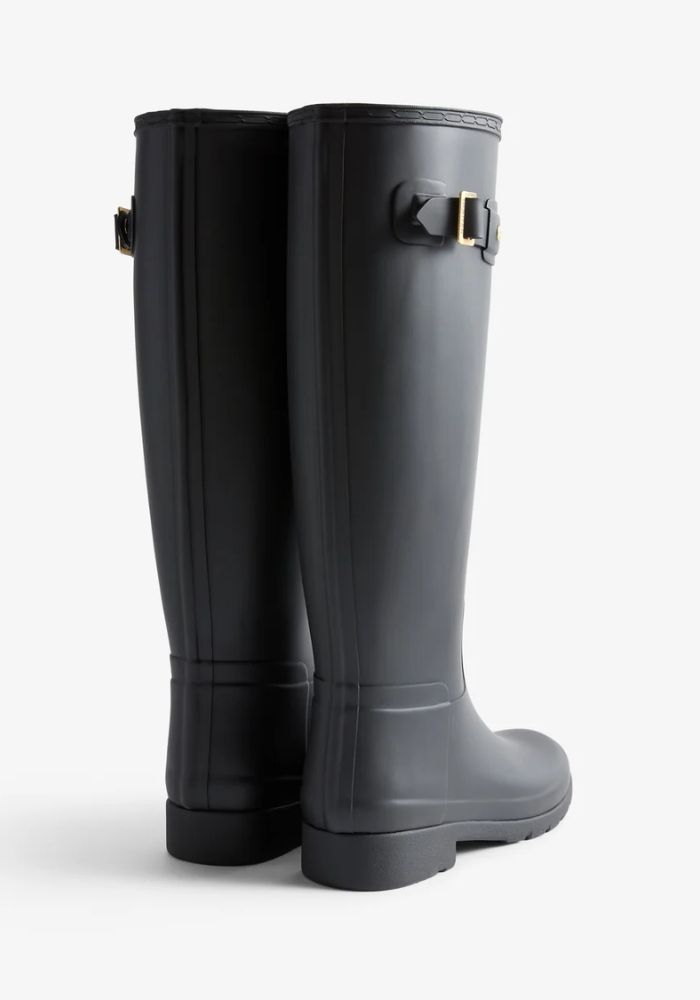 Bottes Black Refined Gold Trim Tall Wellington
