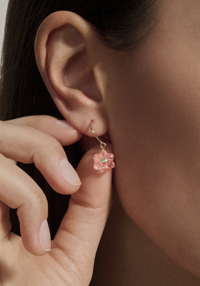Boucle D'Oreille Quartz Fraise - Pascale Monvoisin