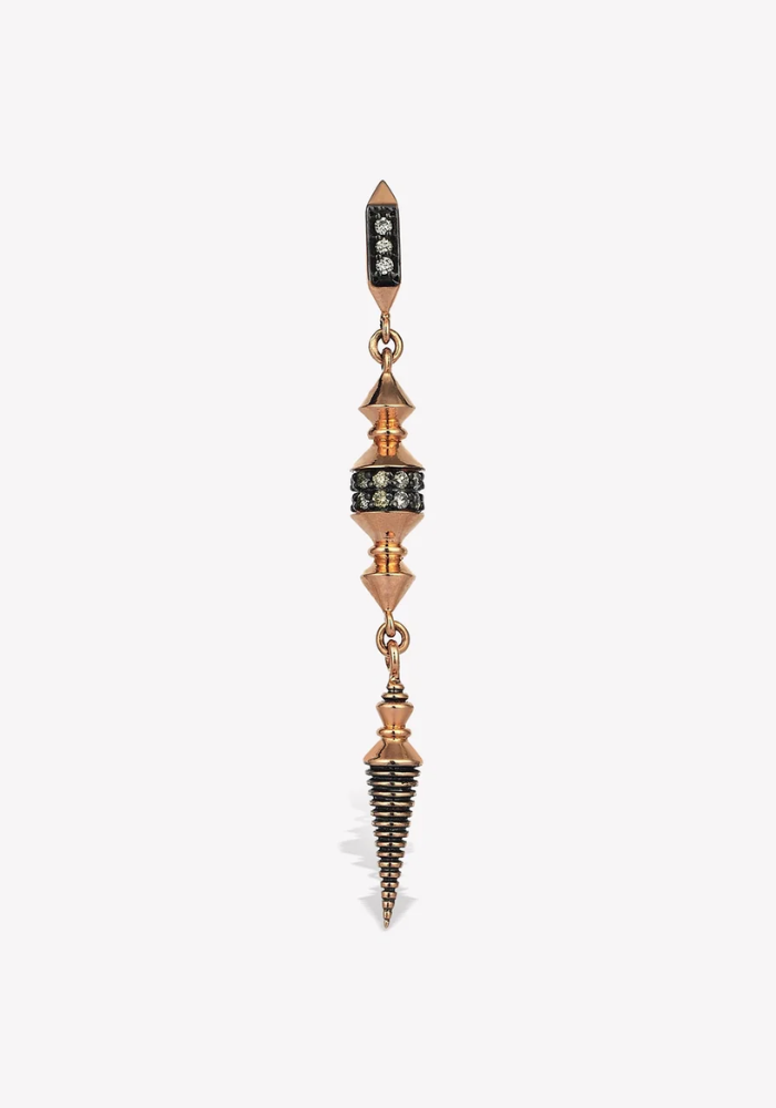 Boucle D'Oreille Ornament Drop Diamants Champagne - Kismet By Milka