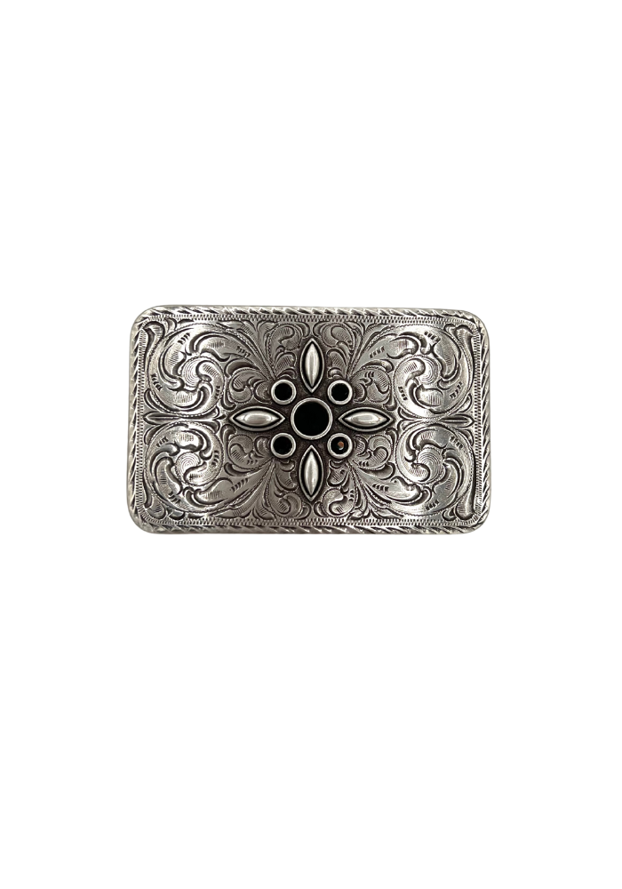 Boucle De Ceinture Fleur Strass Argenté - Yolete