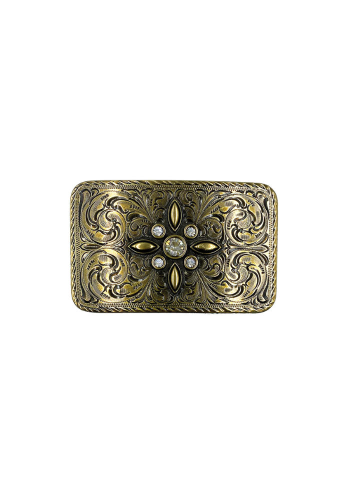 Boucle De Ceinture Fleur Strass Doré - Yolete