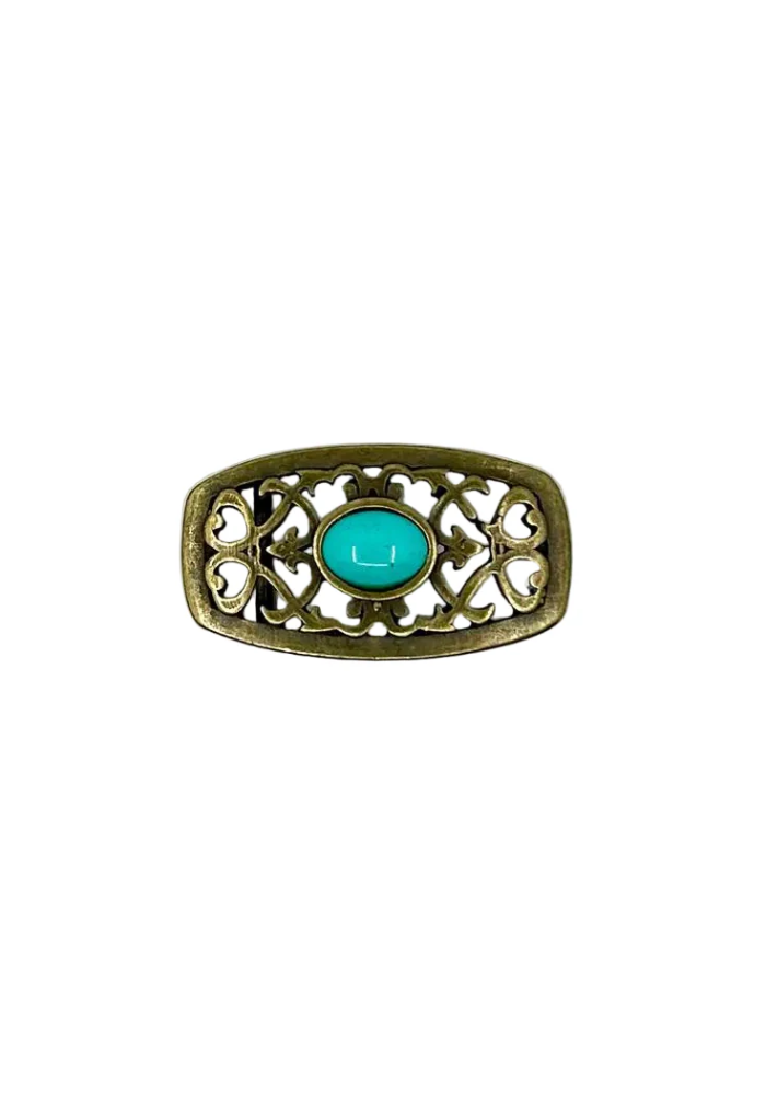 Boucle De Ceinture Rectangle Doré Turquoise  - Yolete