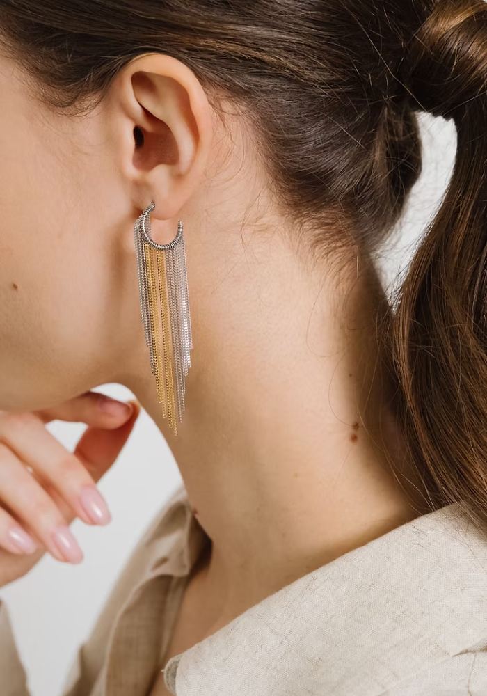Boucles D'Oreilles Milo Gold & Palladium - Semi Lunaire