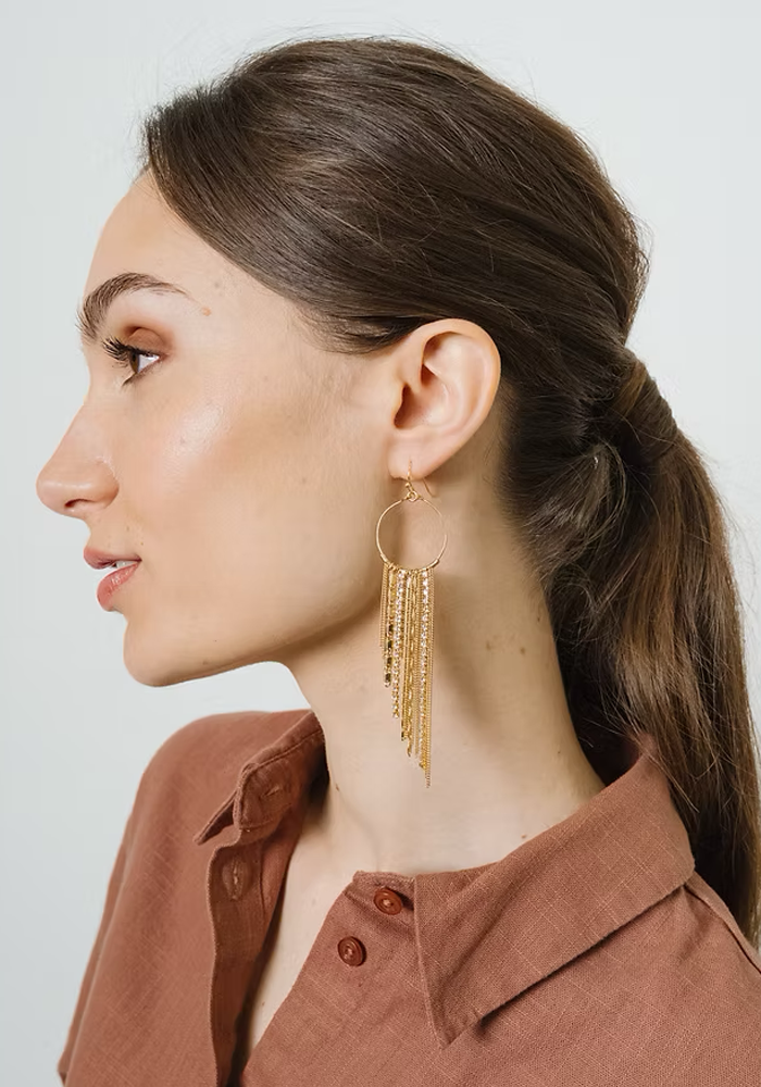 Boucles D'Oreilles Dalhia Gold - Semi lunaire