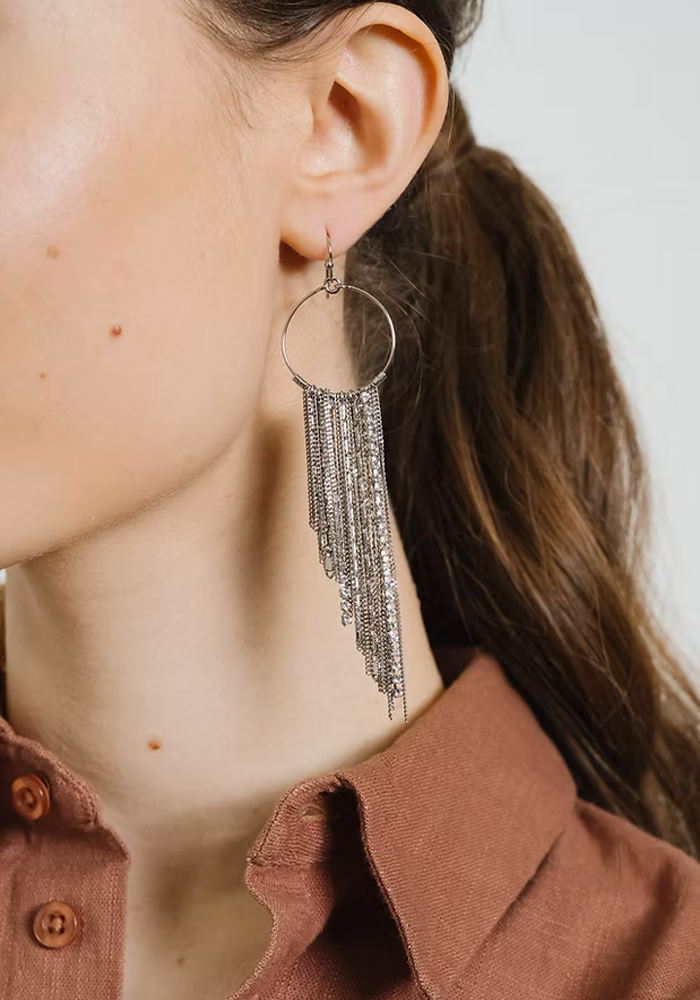 Boucles D'Oreilles Dalhia Palladium - Semi Lunaire