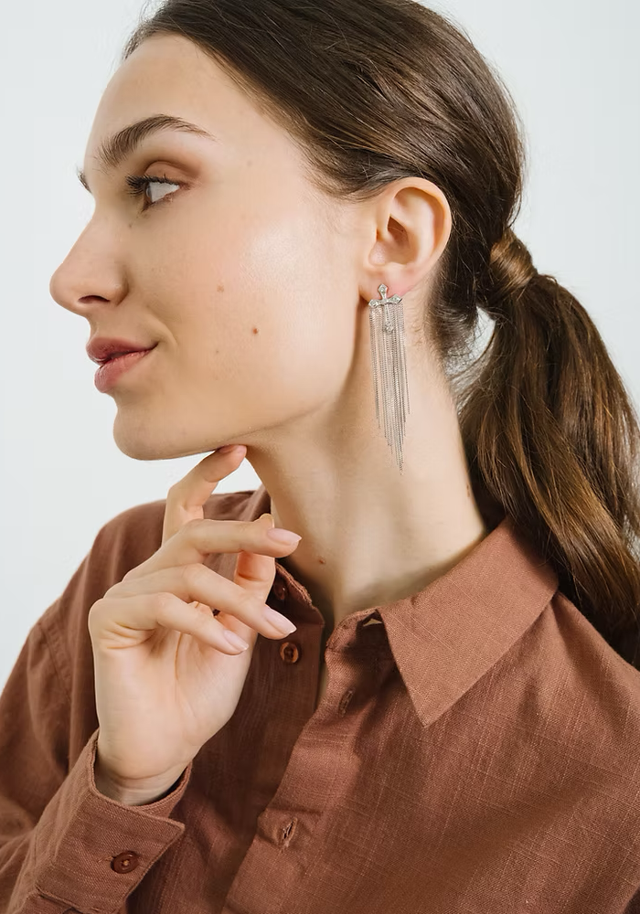Boucles D'Oreilles Eve Palladium - Semi Lunaire