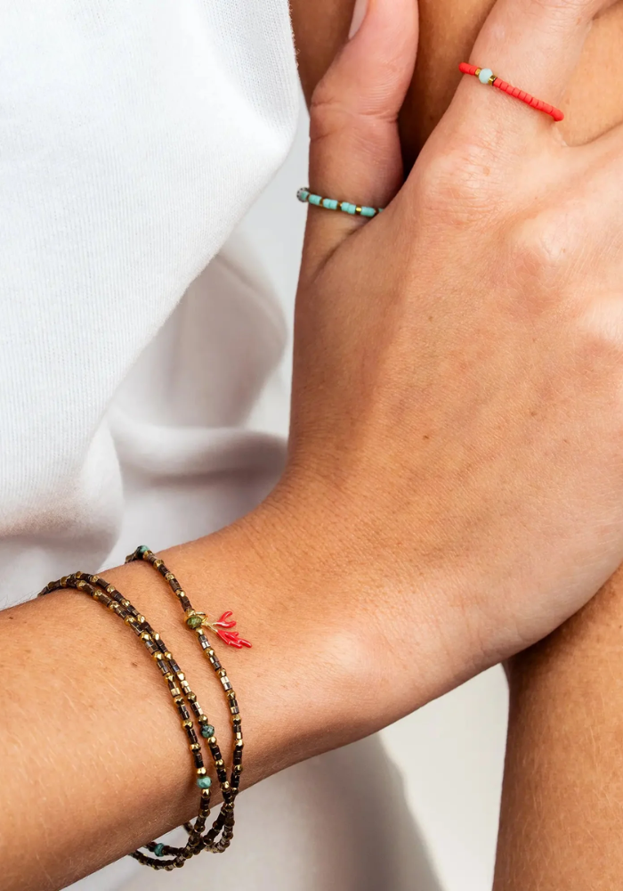 Bracelet 3 Tours Ou Collier Corail - Têtes Blondes