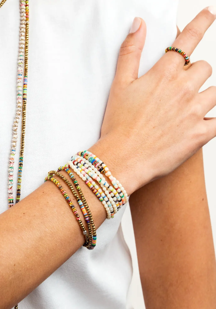 Bracelet 3 Tours Ou Collier Happy Multicolores - Têtes Blondes