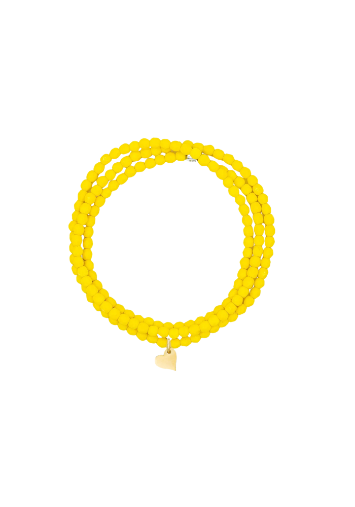 Bracelet 3 Tours Ou Collier Jaunes Néon Coeur - Têtes Blondes