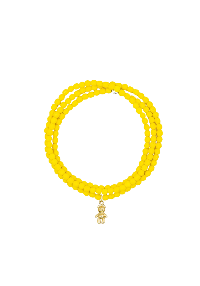 Bracelet 3 Tours Ou Collier Jaunes Néon Doudou - Têtes Blondes