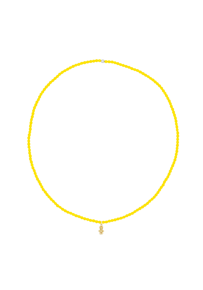 Bracelet 3 Tours Ou Collier Jaunes Néon Doudou - Têtes Blondes