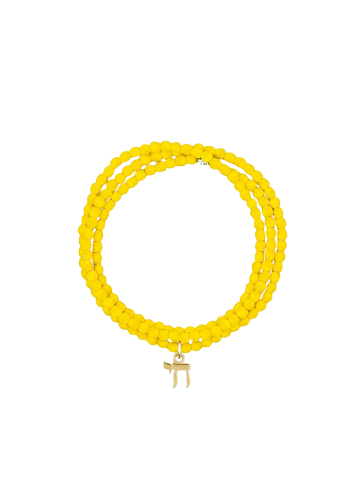 Bracelet 3 Tours Ou Collier Jaunes Néon Haï - Têtes Blondes