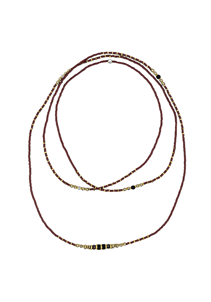 Bracelet 6 Tours Ou Collier Mars Bordeaux - Têtes Blondes