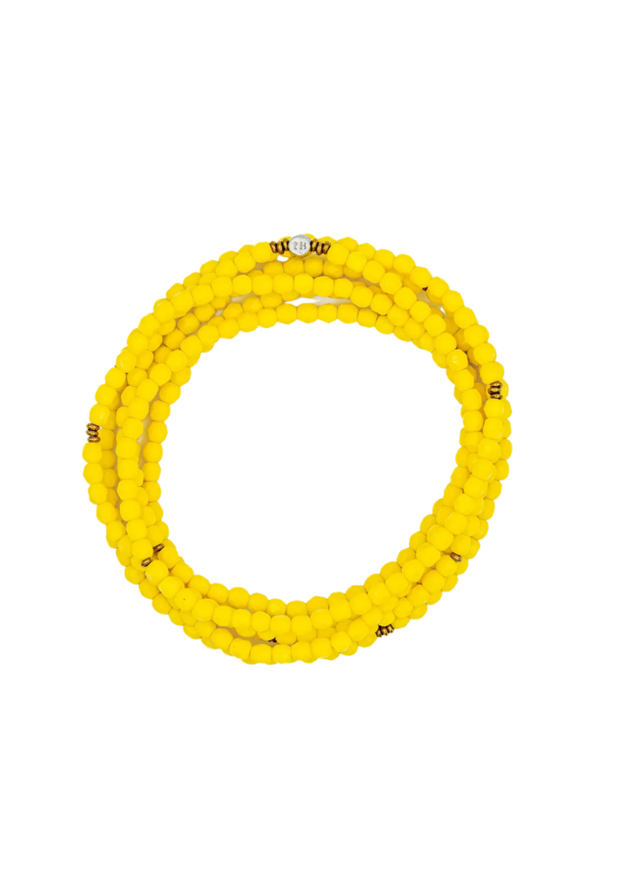 Bracelet 6 Tours Ou Sautoir Anne Jaune Néon - Têtes Blondes