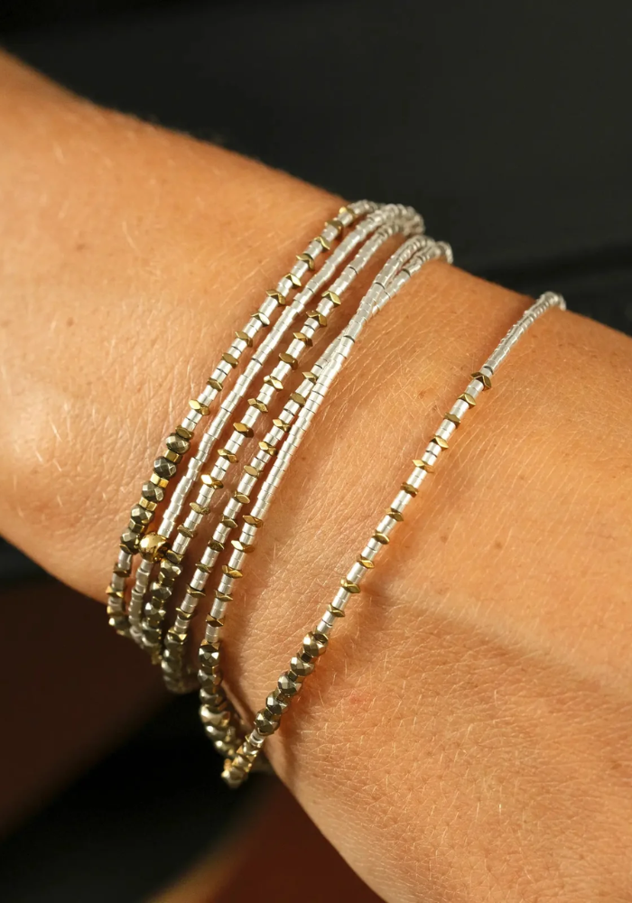 Bracelet 6 Tours Ou Sautoir Tess Silver - Têtes Blondes