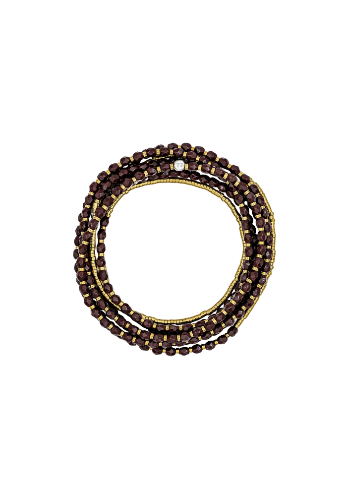 Bracelet 7 Tours Ou Collier Ruby Bordeaux - Têtes Blondes