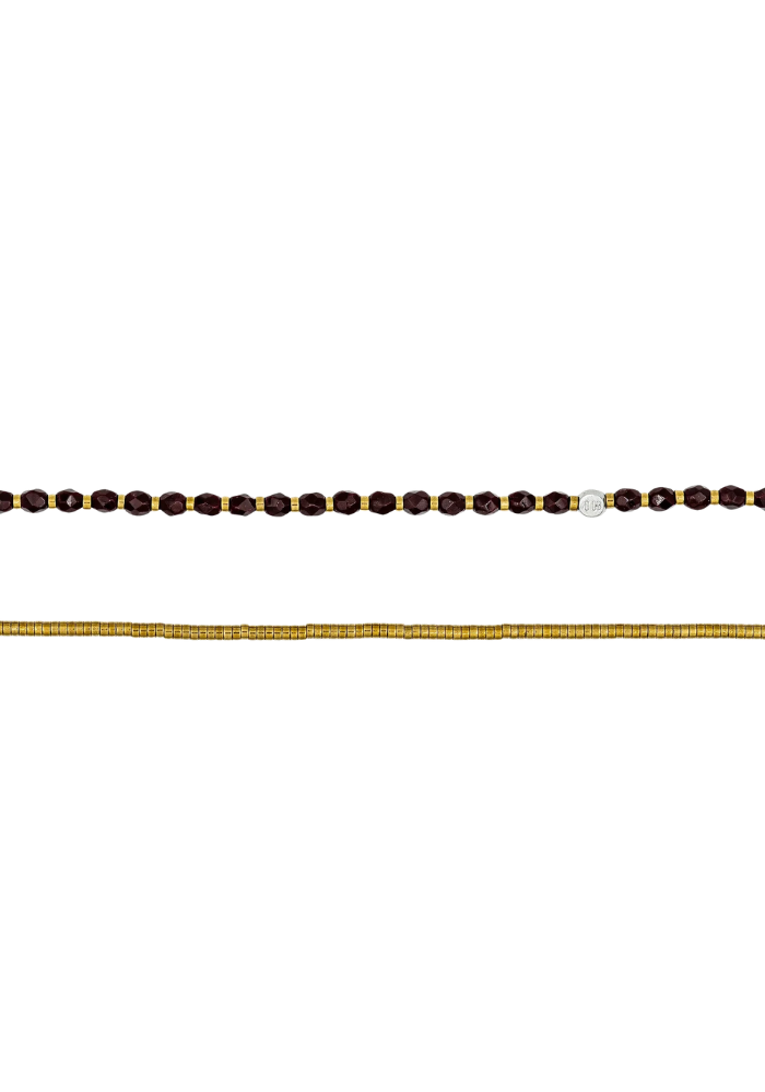 Bracelet 7 Tours Ou Collier Ruby Bordeaux - Têtes Blondes