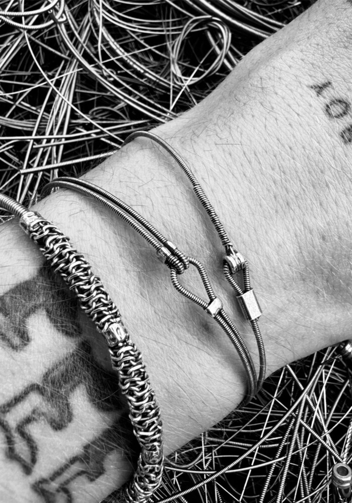 Bracelet Homme Horizontal Double Cordes De Guitare - Sing A Song