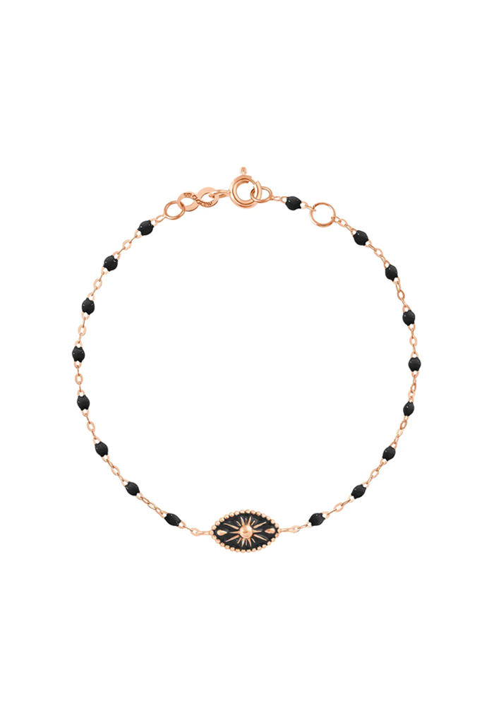 Bracelet Karma Or Rose Et Résines Noir 17cm - Gigi Clozeau