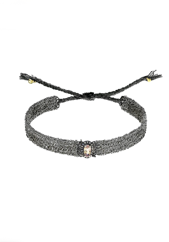 Bracelet N°892 Ruthenium Et Tourmaline Orange - Marie-Laure Chamorel