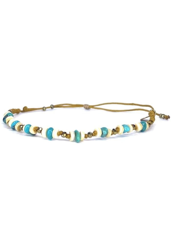 Bracelet Turquoise Coquillage Beige Pyrite - Be By Cat