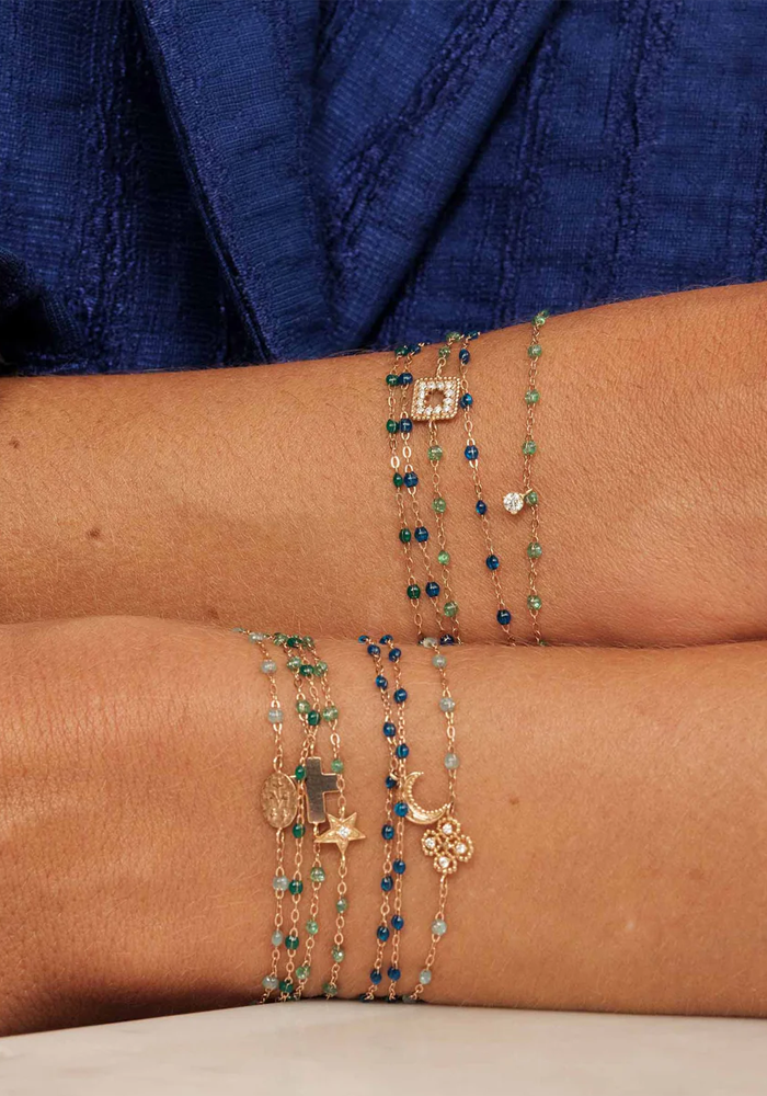 Bracelet Classique Gigi Or Rose Et Résines Saphir 17cm - Gigi Clozeau