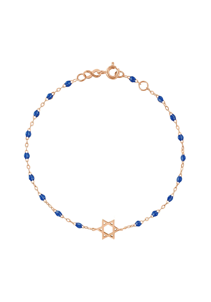 Bracelet Étoile De David Or Rose Et Résine Bleu De Prusse - Gigi Clozeau