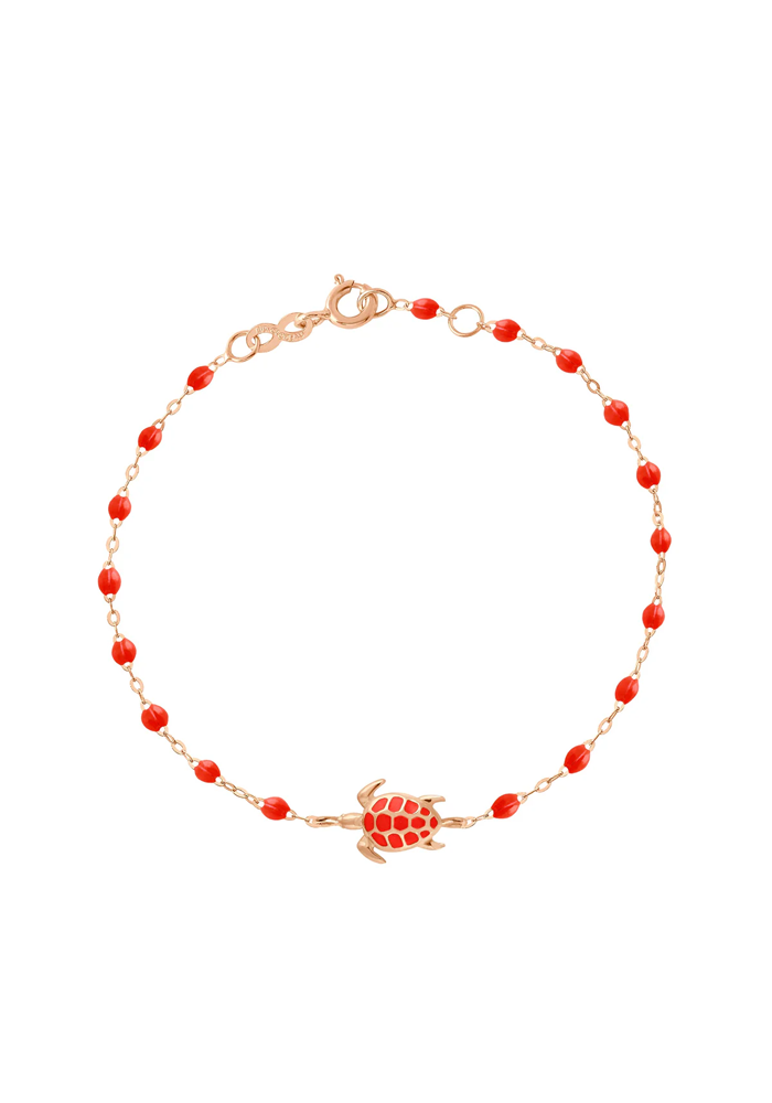 Bracelet Tortue Or Rose Et Résine Corail 17cm - Gigi Clozeau