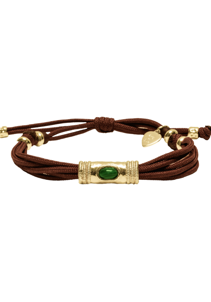 Bracelet Cordon Brique Et Malachite - Sing A Song