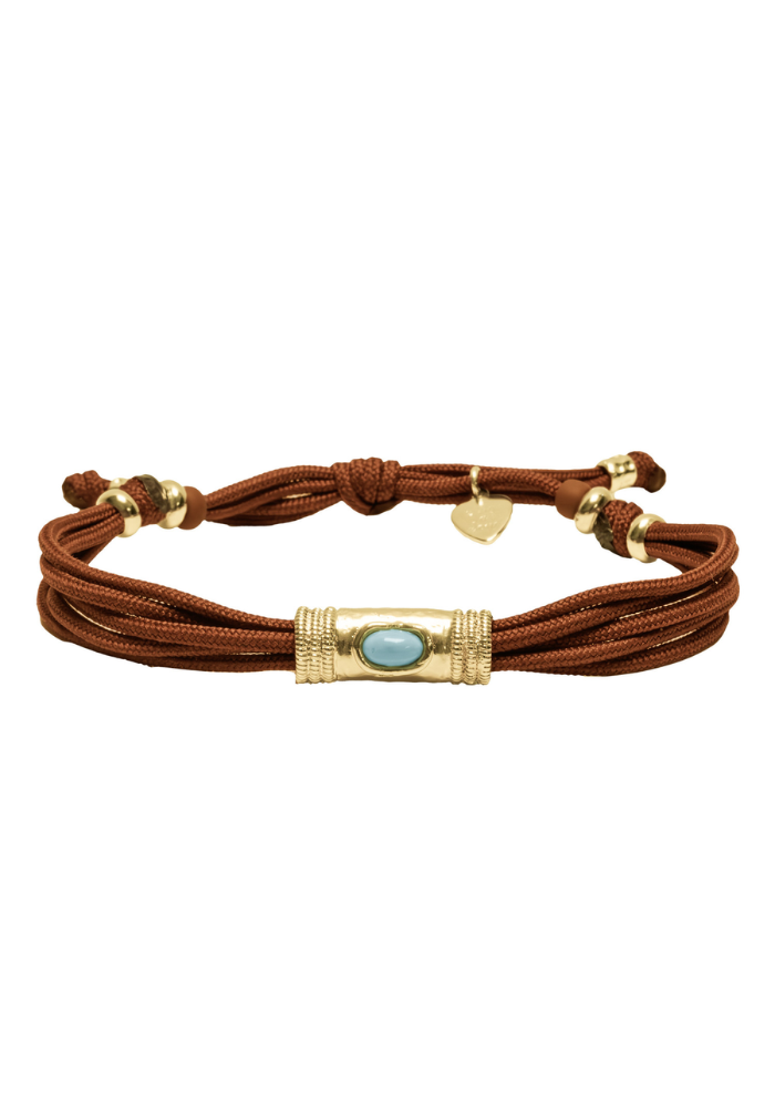 Bracelet Cordon Brique Et Turquoise - Sing A Song
