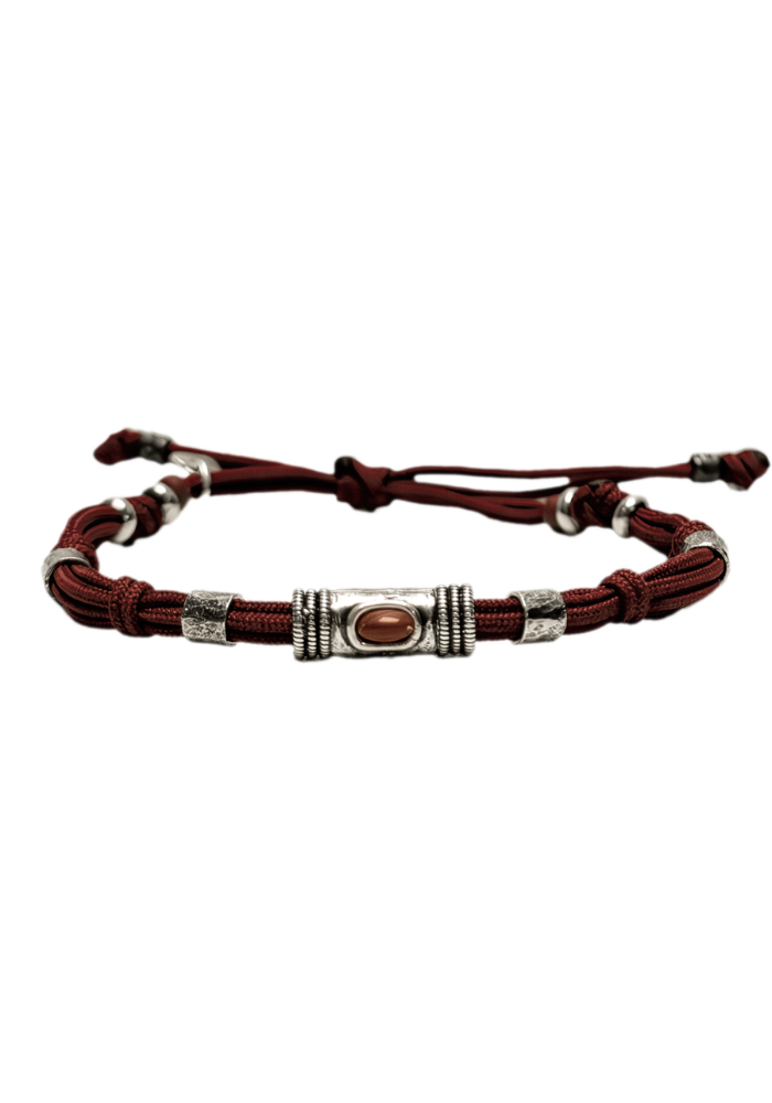 Bracelet Cordon Et Jaspe Rouge Homme - Sing A Song