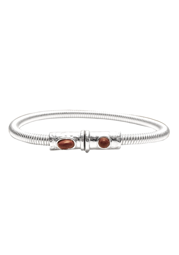 Bracelet Corde De Basse Big Plaqué Argent Jaspe Rouge - Sing A Song