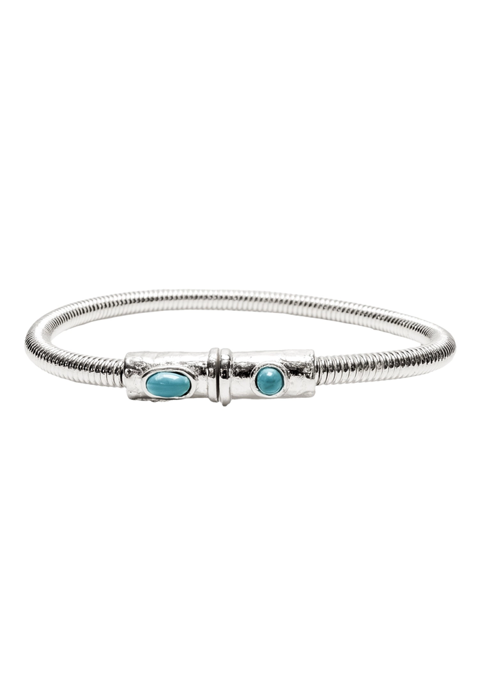 Bracelet Corde De Basse Big Plaqué Argent Turquoise - Sing A Song