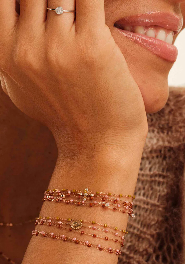 Bracelet Classique Gigi Or Rose Et Résines Blush 17cm - Gigi Clozeau