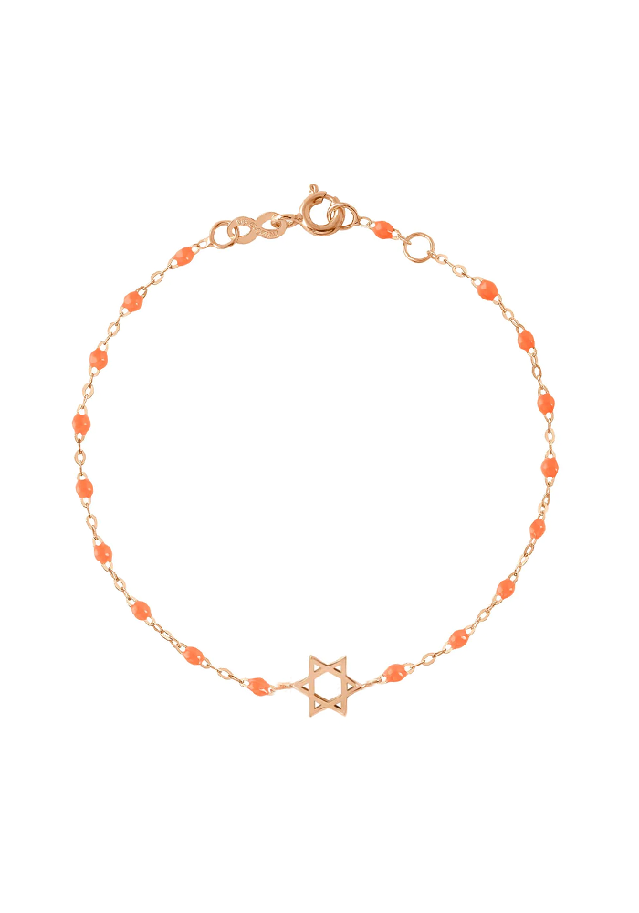 Bracelet Étoile De David Or Rose Et Résines Orange Fluo 17cm - Gigi Clozeau