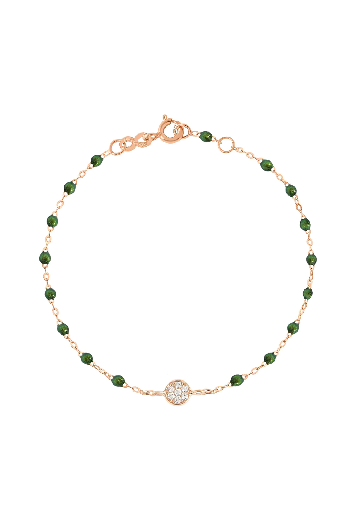 Bracelet Puce Diamants Or Rose Et Résine Scarabée 17cm - Gigi Clozeau