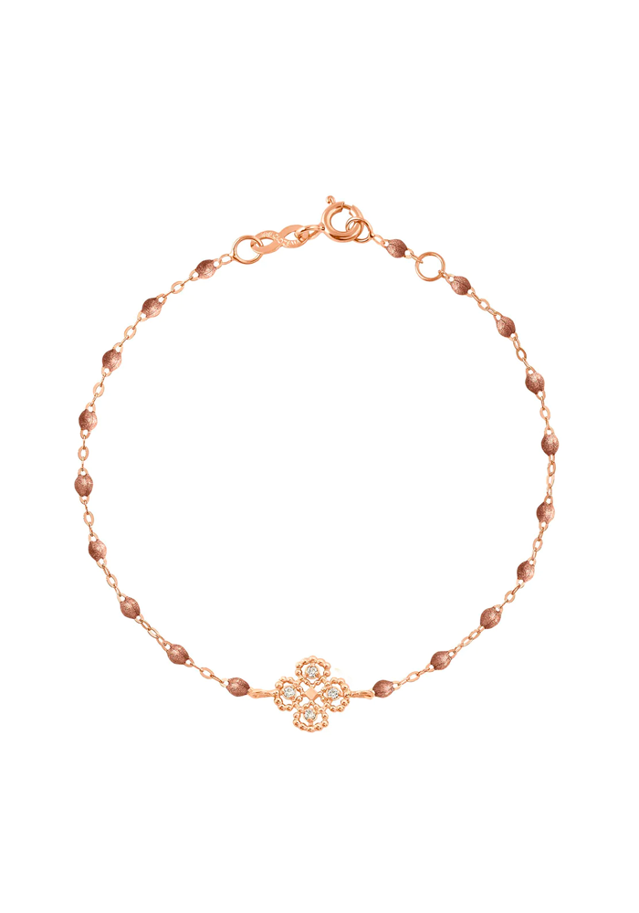 Bracelet Lucky Trèfle Diamant Or Rose Diamant Et Résines Cuivre 17cm - Gigi Clozeau