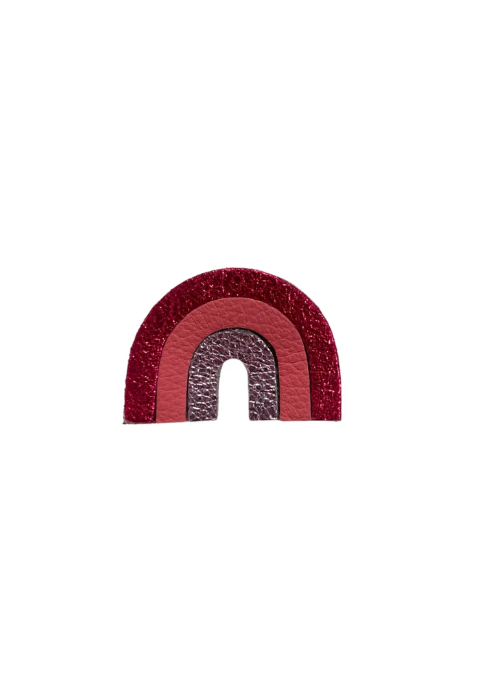 Broche Arc-En-Ciel Cuir Irisé Rose - Les Cleias