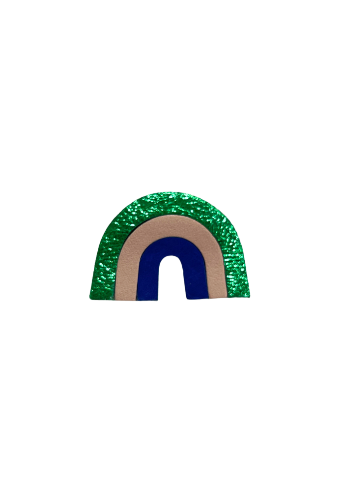 Broche Arc-En-Ciel Cuir Irisé Vert - Les Cleias