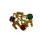 Broche Arcs De Triomphe Et Strass Vert Violet Et Rouge